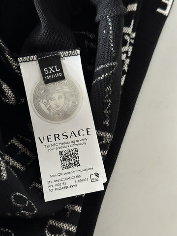 Neu mit Etikett: 650 $ Versace Piquet Stoff Schwarz/Weiß Poloshirt aus Baumwolljersey 5XL 1002755