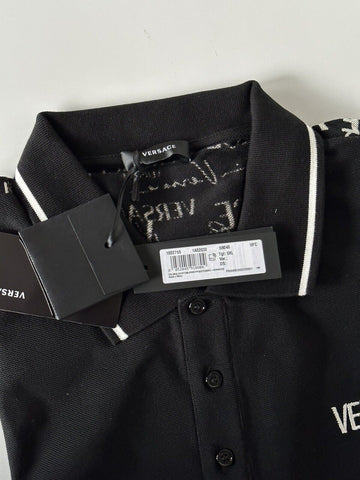 Neu mit Etikett: 650 $ Versace Piquet Stoff Schwarz/Weiß Poloshirt aus Baumwolljersey 5XL 1002755