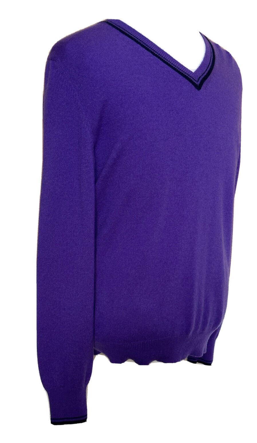 ETRO Мужской мягкий фиолетовый свитер с v-образным вырезом, средний размер