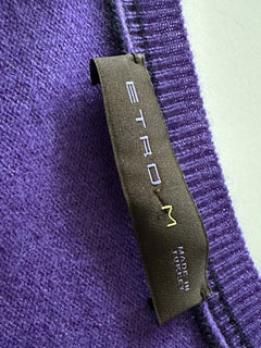 ETRO Herren-Pullover mit V-Ausschnitt, weich, lila, Größe M