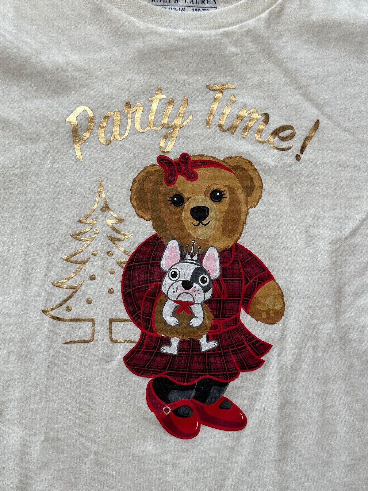 Белая хлопковая футболка NWT Polo Ralph Lauren Girl's Bear L/G (12–14) 