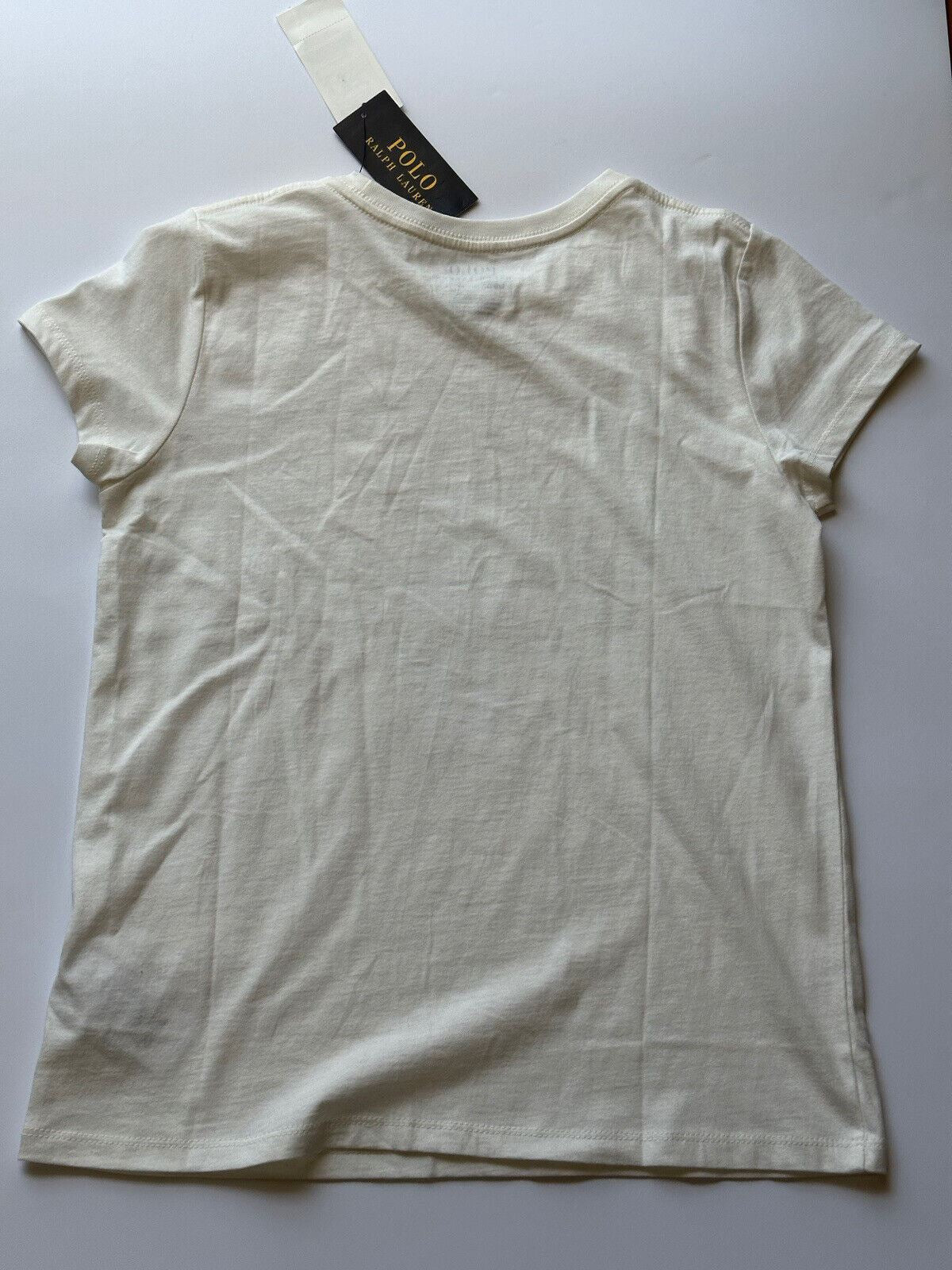 Neu mit Etikett: Polo Ralph Lauren Mädchen-T-Shirt aus weißer Baumwolle mit Bärenmotiv, Größe L/G (12–14) 