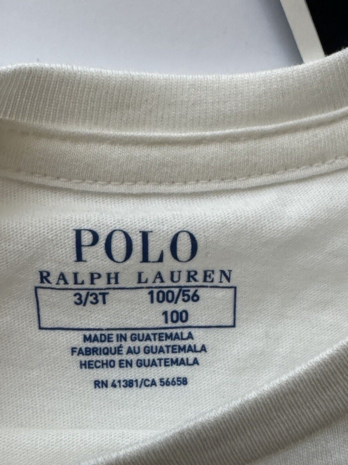 Белая хлопковая футболка NWT Polo Ralph Lauren Girl's Bear 3T 