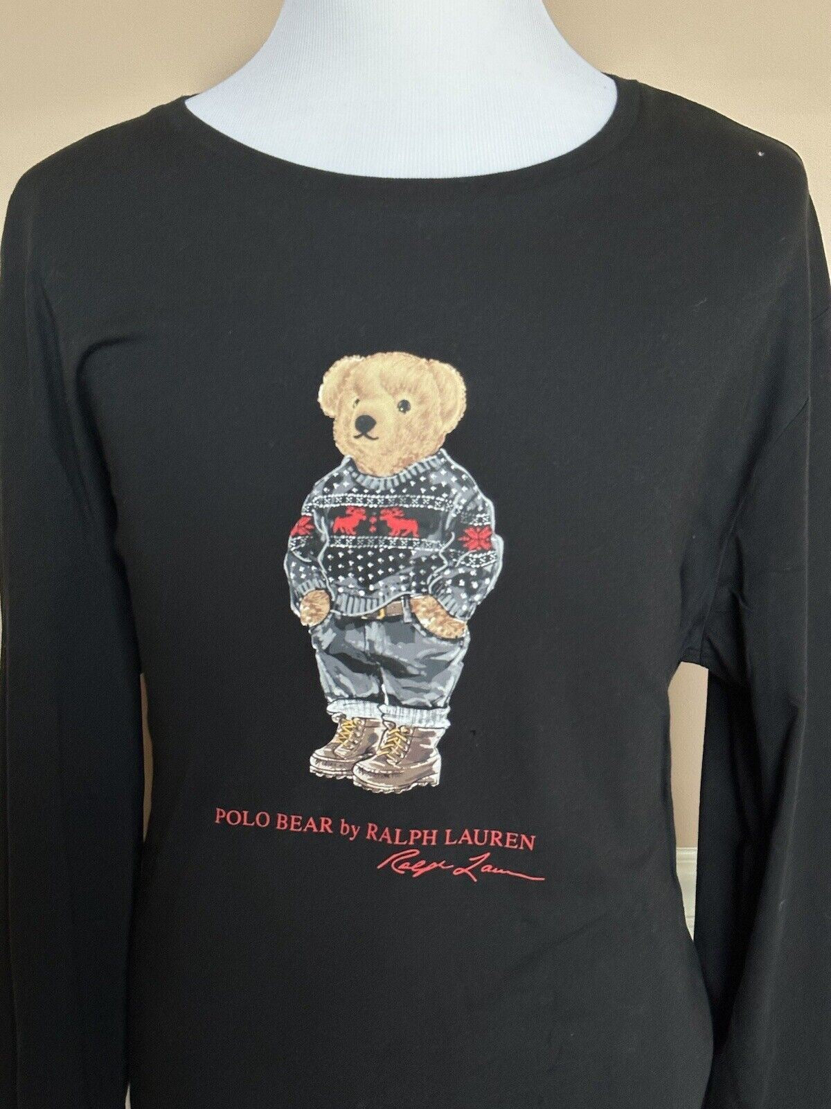 Neu mit Etikett: Polo Ralph Lauren Langarm-T-Shirt mit Bärenmotiv, Schwarz, 2XL/2TG 