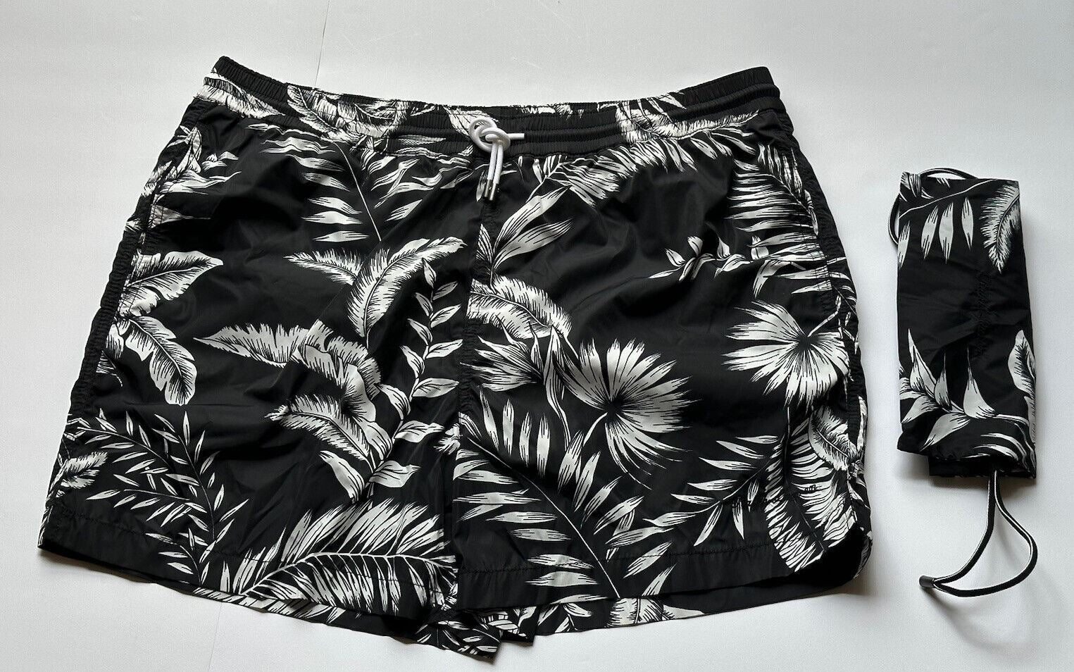 NWT $395 Polo Ralph Lauren Purple Label Mens Black/White Swim Shorts Trunks M