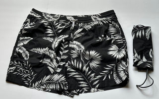 Neu mit Etikett: 395 $ Polo Ralph Lauren Purple Label Herren-Badeshorts in Schwarz/Weiß M 