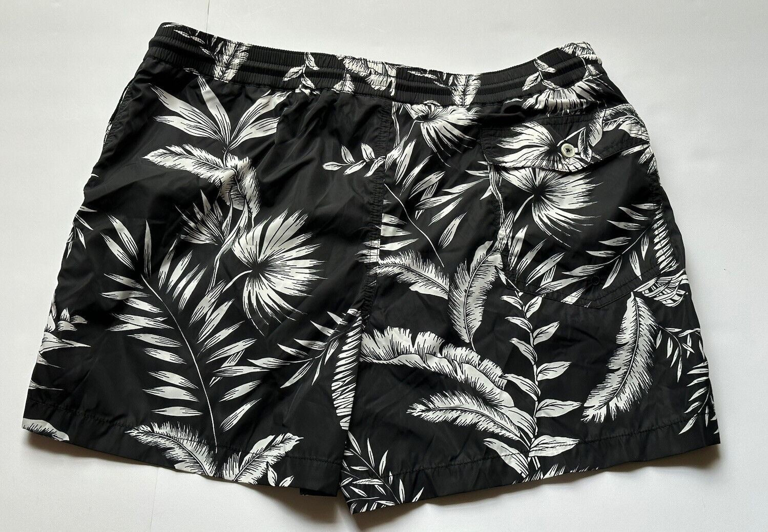 NWT $395 Polo Ralph Lauren Purple Label Mens Black/White Swim Shorts Trunks M