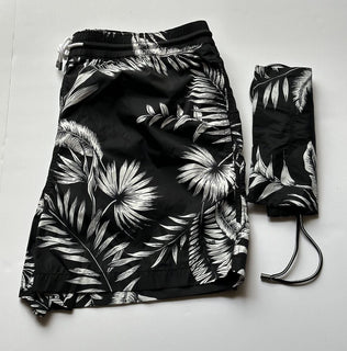 Neu mit Etikett: 395 $ Polo Ralph Lauren Purple Label Herren-Badeshorts in Schwarz/Weiß M 