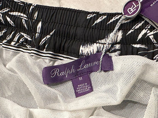 Neu mit Etikett: 395 $ Polo Ralph Lauren Purple Label Herren-Badeshorts in Schwarz/Weiß M 