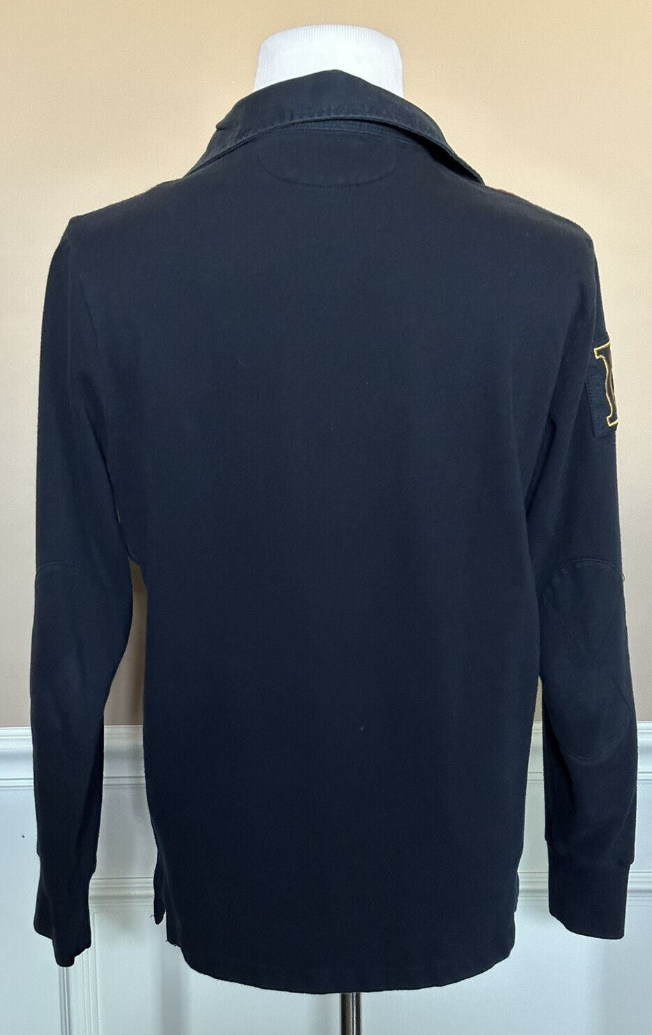 Синяя рубашка поло индивидуального кроя с длинными рукавами и логотипом Polo Ralph Lauren, средний размер