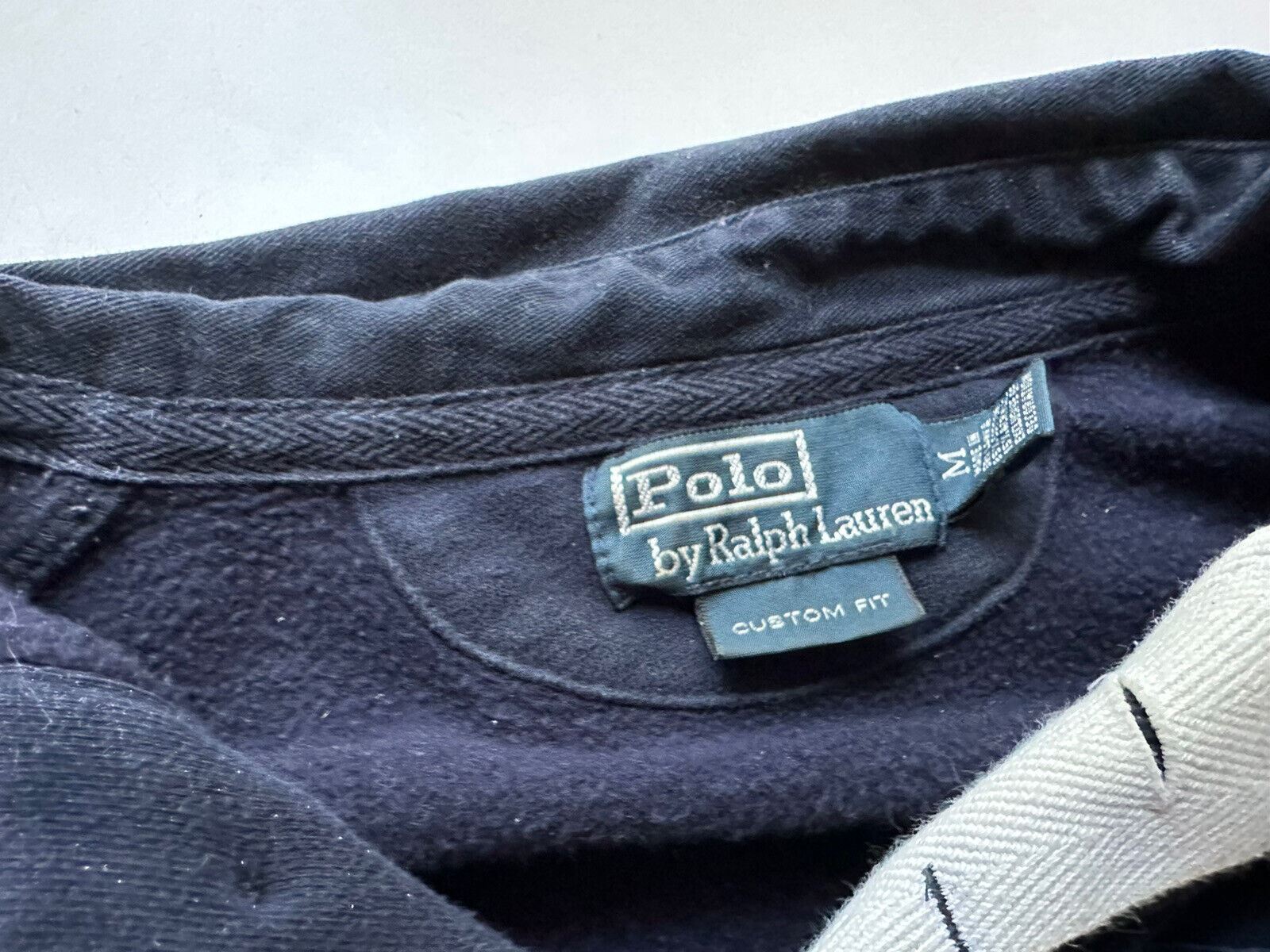 Polo Ralph Lauren Logo Langarm Custom Fit Blaues Poloshirt Medium