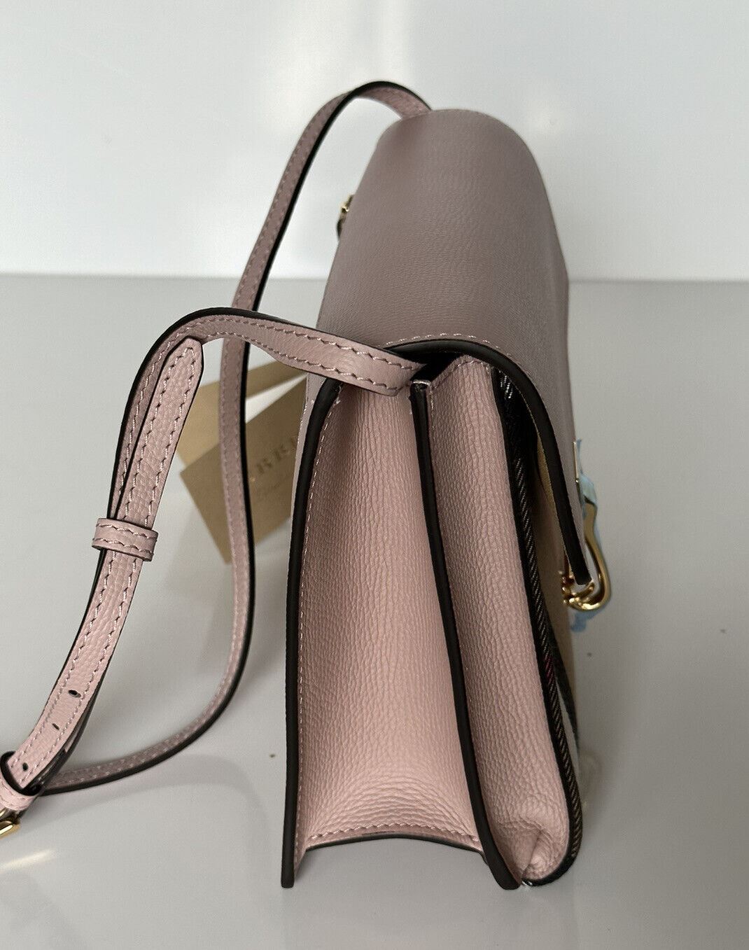 Burberry Macken Small Pale Orchid House Check Derby Leather