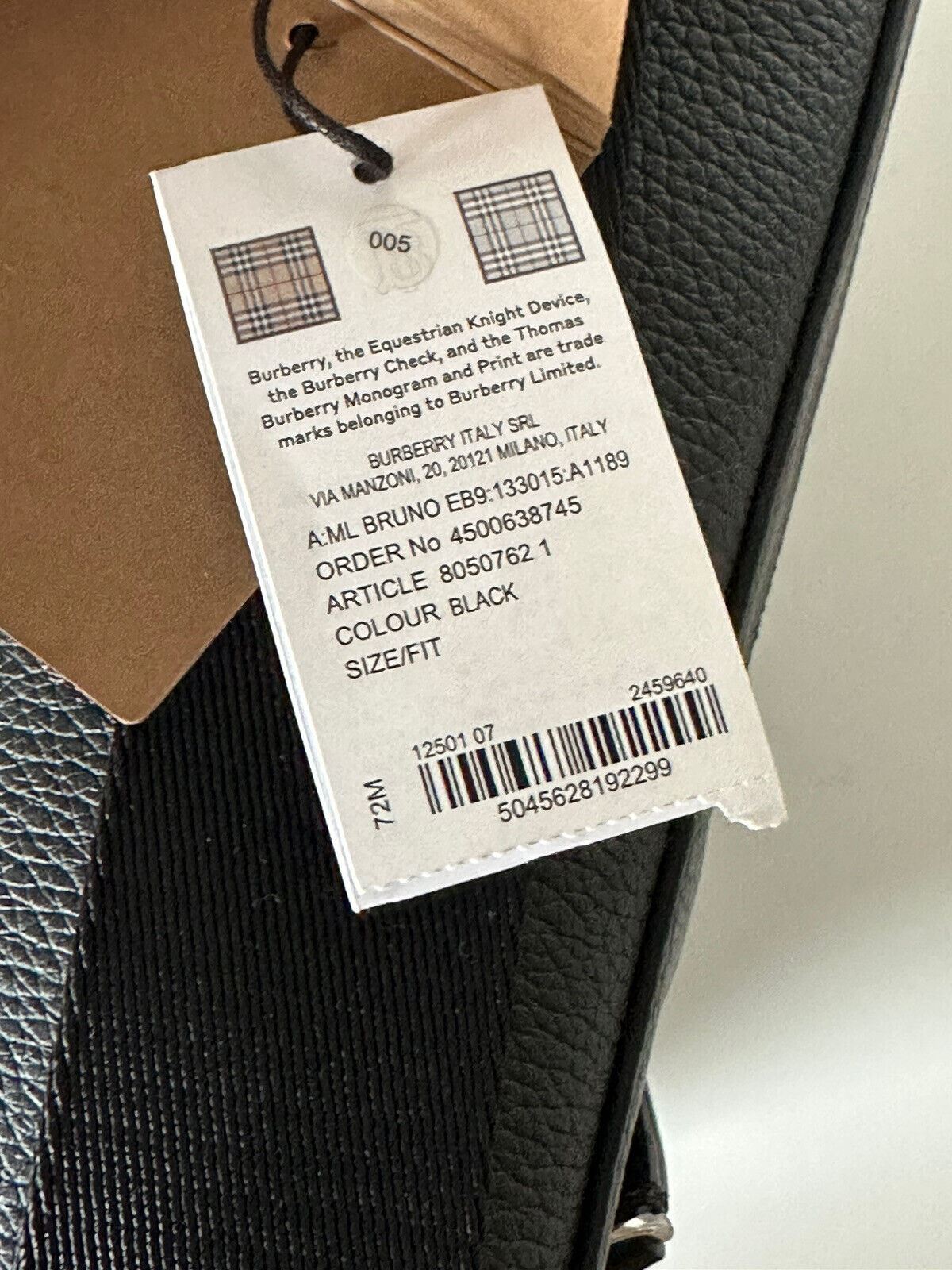 NWT $1350 Burberry Bruno Leather Logo Charcoal Black Messenger Bag 80507621