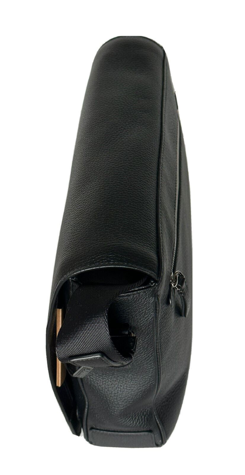 NWT $1350 Burberry Bruno Leather Logo Charcoal Black Messenger Bag 80507621