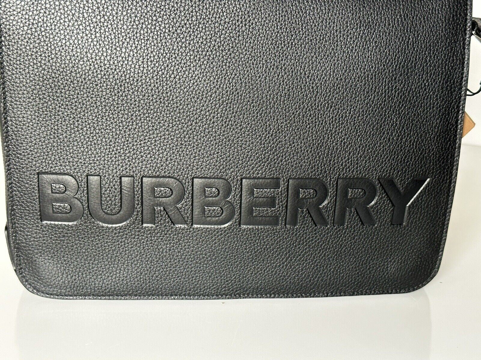 NWT 1350 $ Burberry Bruno Leder Logo Anthrazitschwarze Umhängetasche 80507621 