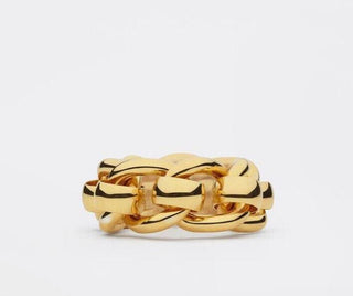 NWB 760 $ Bottega Veneta vergoldeter Sterlingsilberring, Größe 15 (7 US) 649232