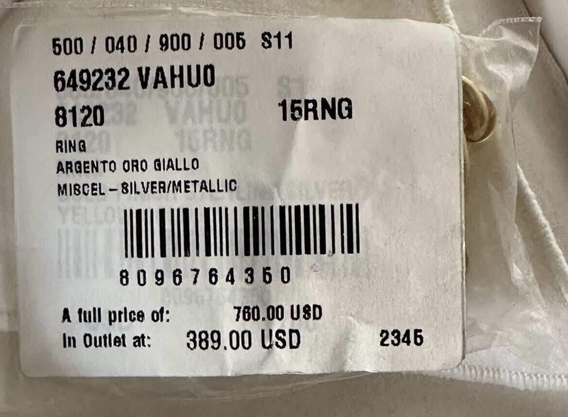 Кольцо Bottega Veneta из стерлингового серебра с позолоченным покрытием, размер 15, размер 15 (7 долларов США), NWB 649232, 760 долларов США