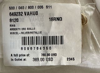 NWB 760 $ Bottega Veneta vergoldeter Sterlingsilberring, Größe 15 (7 US) 649232