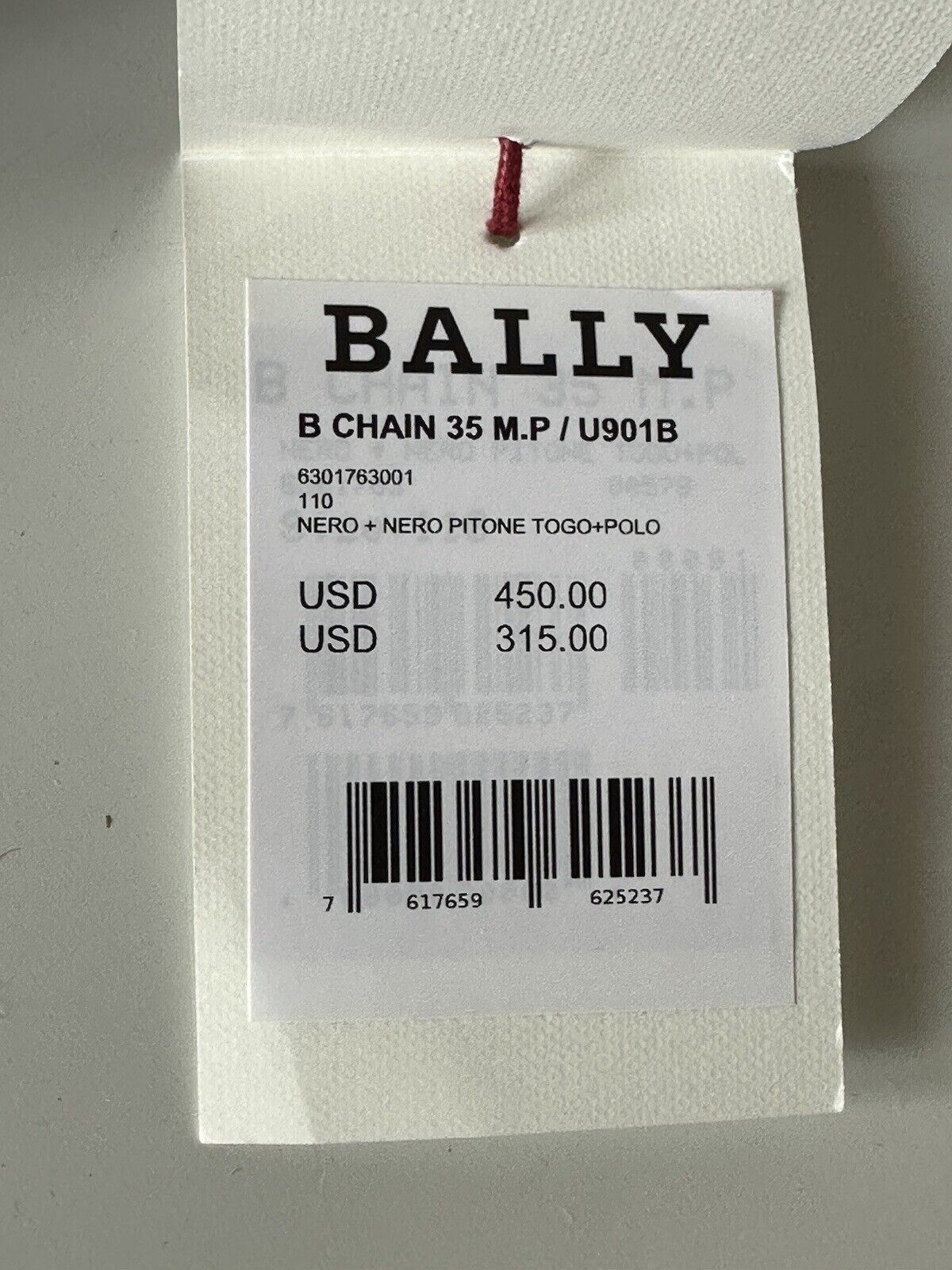 NWT $450 Bally Men's Double Sided B Chain Black Belt 44/110 Made in Italy