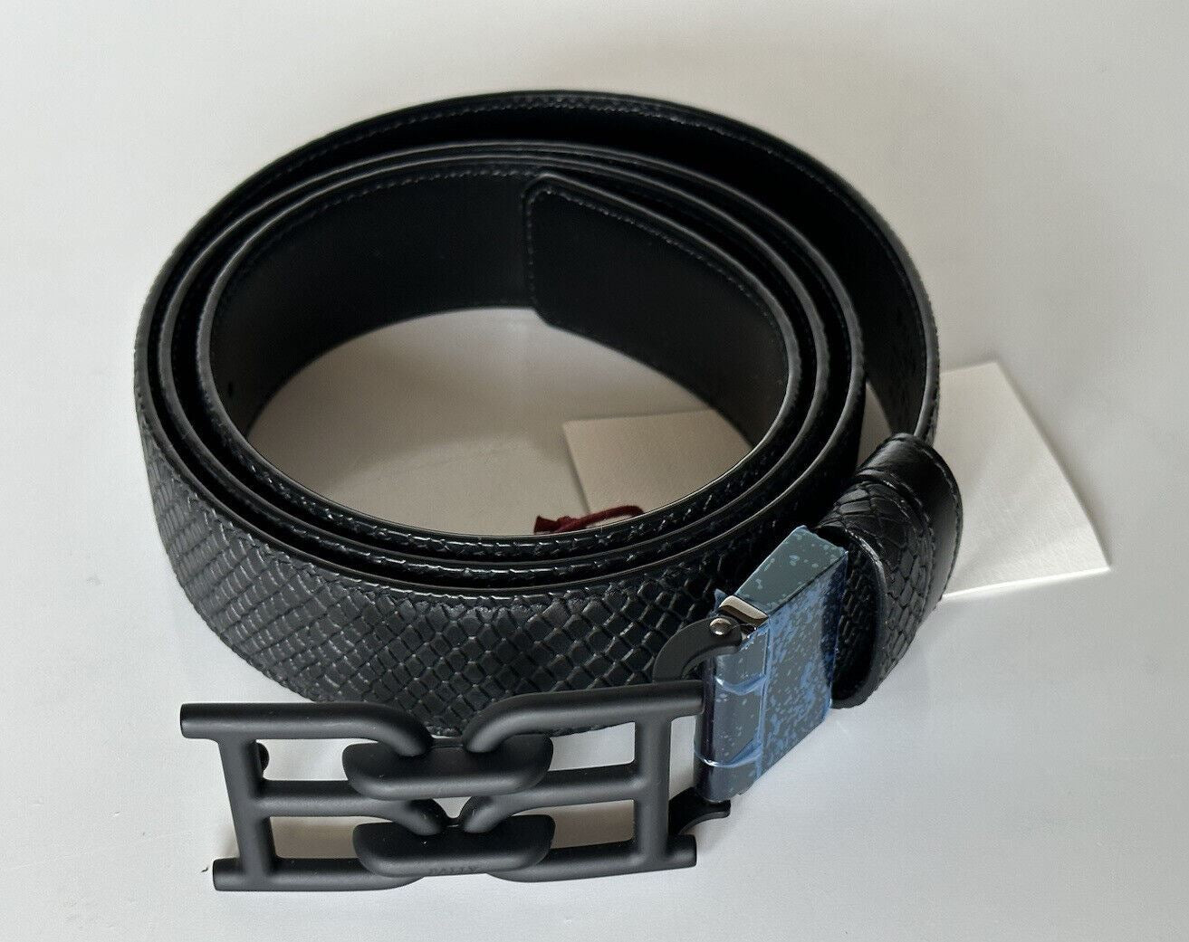 Мужской черный ремень с двухсторонней цепочкой Bally NWT, 450 долларов США, размер 44/110, производство Италия 