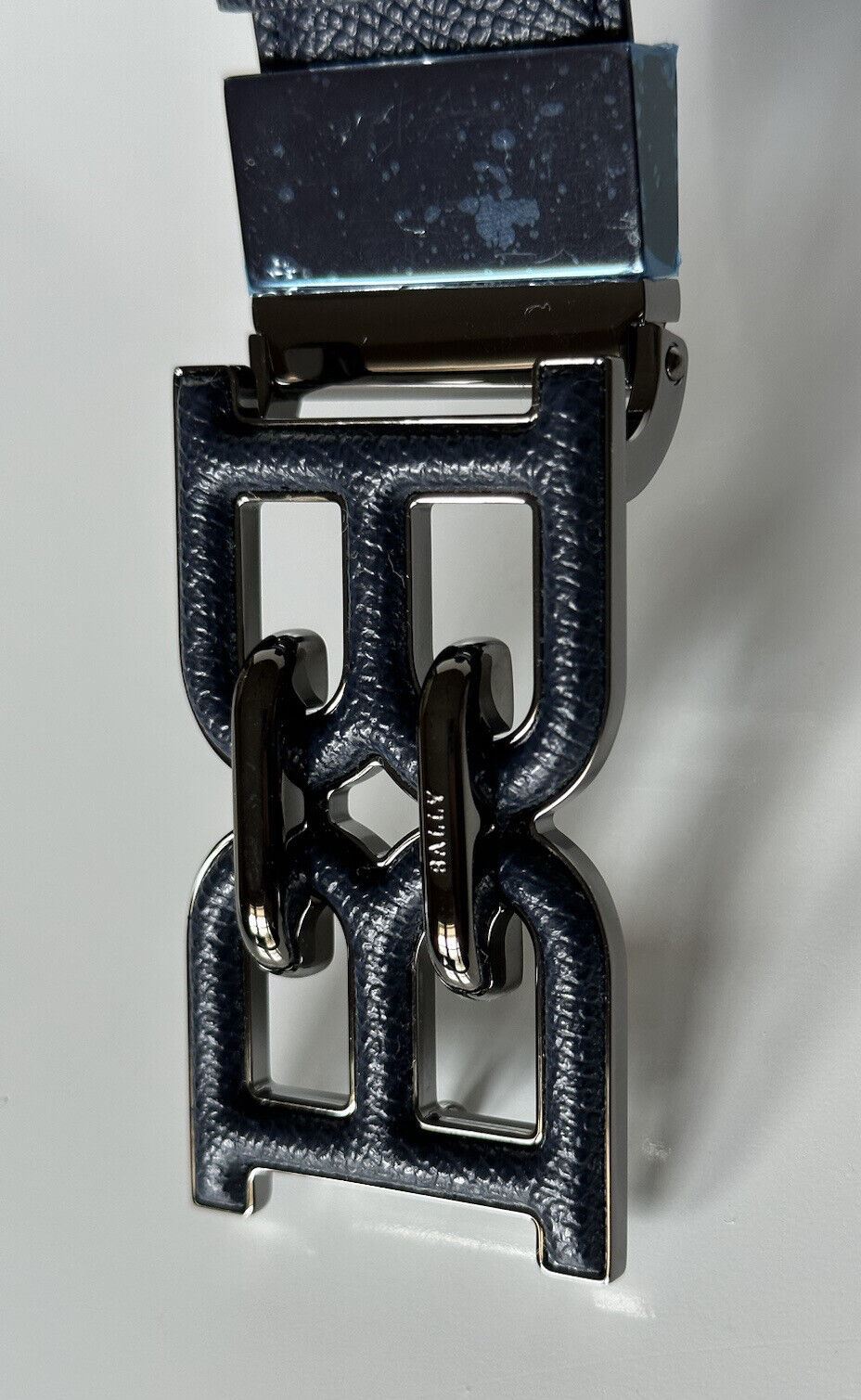 Neu mit Etikett: 450 $ Bally Herrengürtel mit doppelseitiger B-Kette, blau, 44/110, hergestellt in Italien, 6301462 