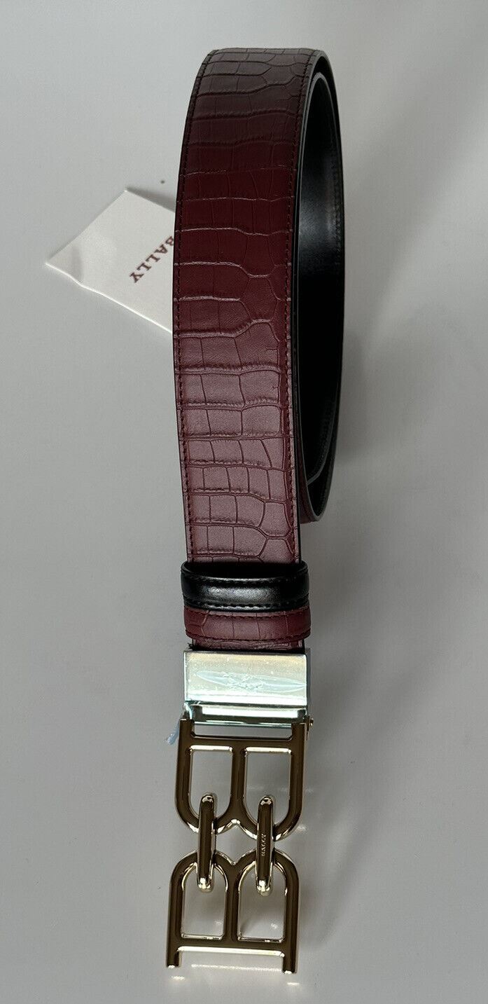 Neu mit Etikett: 325 $ Bally Herren-Gürtel mit doppelseitiger B-Kette, Heritage Red, 40/100, Italien, 630037 