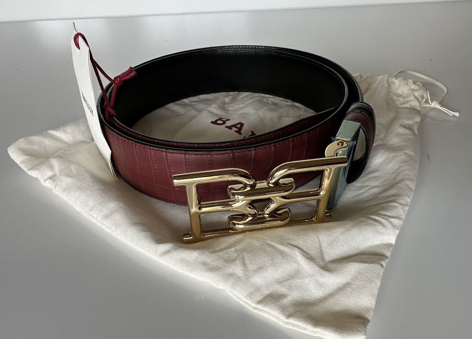 NWT $325 Bally Men's Double Sided B Chain Heritage Red Belt 42/105 Italy 630037