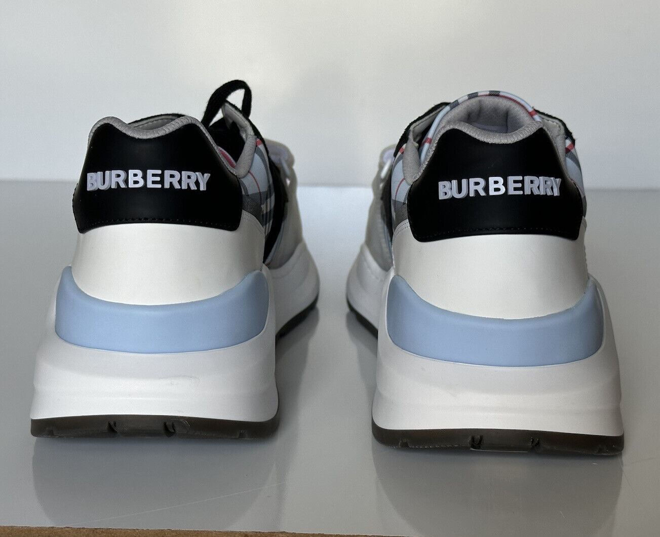 NIB $790 Burberry Men's Ramsey Pale Blue Sneakers 13 US (46 Euro) 8051415 IT