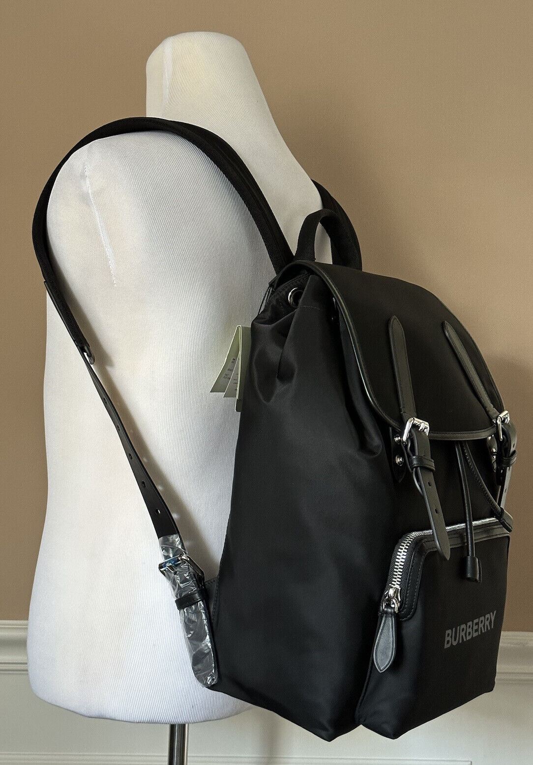 NWT $1350 Burberry Aviator Rucksack Nylon/Leather Backpack Black 8061668