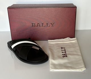 NIB $ 560 Bally Herren Jaabir Leder Slides Sandalen in Schwarz 10,5 US (43,5) 6231507 