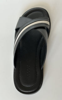 NIB $ 560 Bally Herren Jaabir Leder Slides Sandalen in Schwarz 10,5 US (43,5) 6231507 