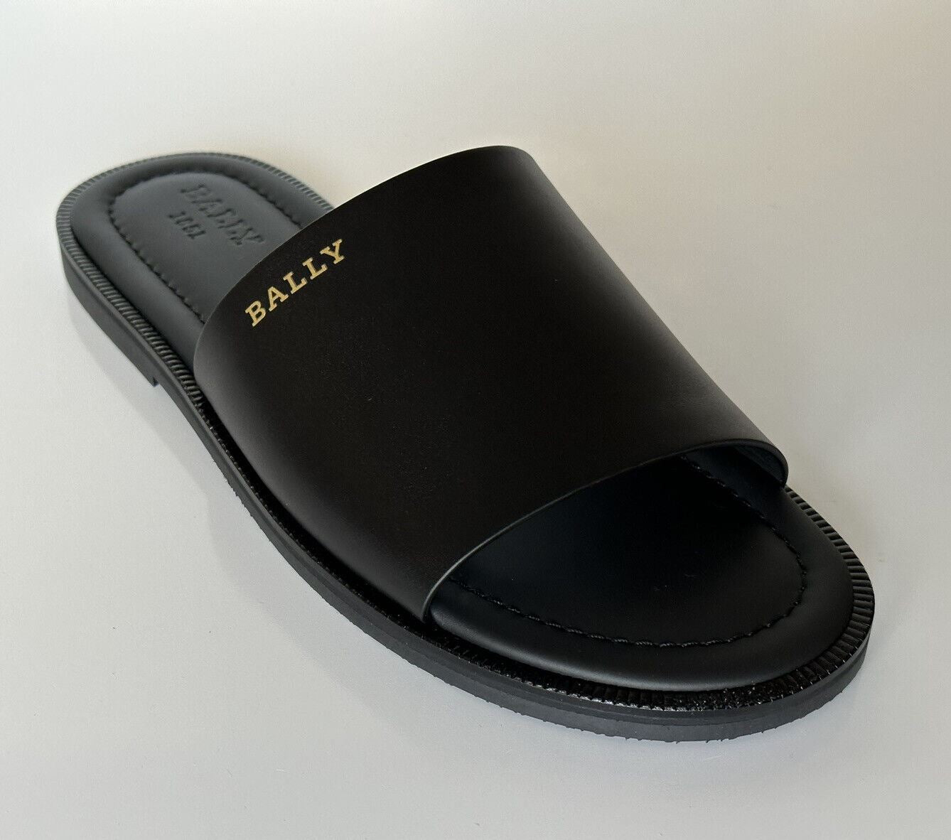 NIB Bally Men's Jaamer Leather Black Slides Sandals 13 US (46 Euro) 6238058 IT