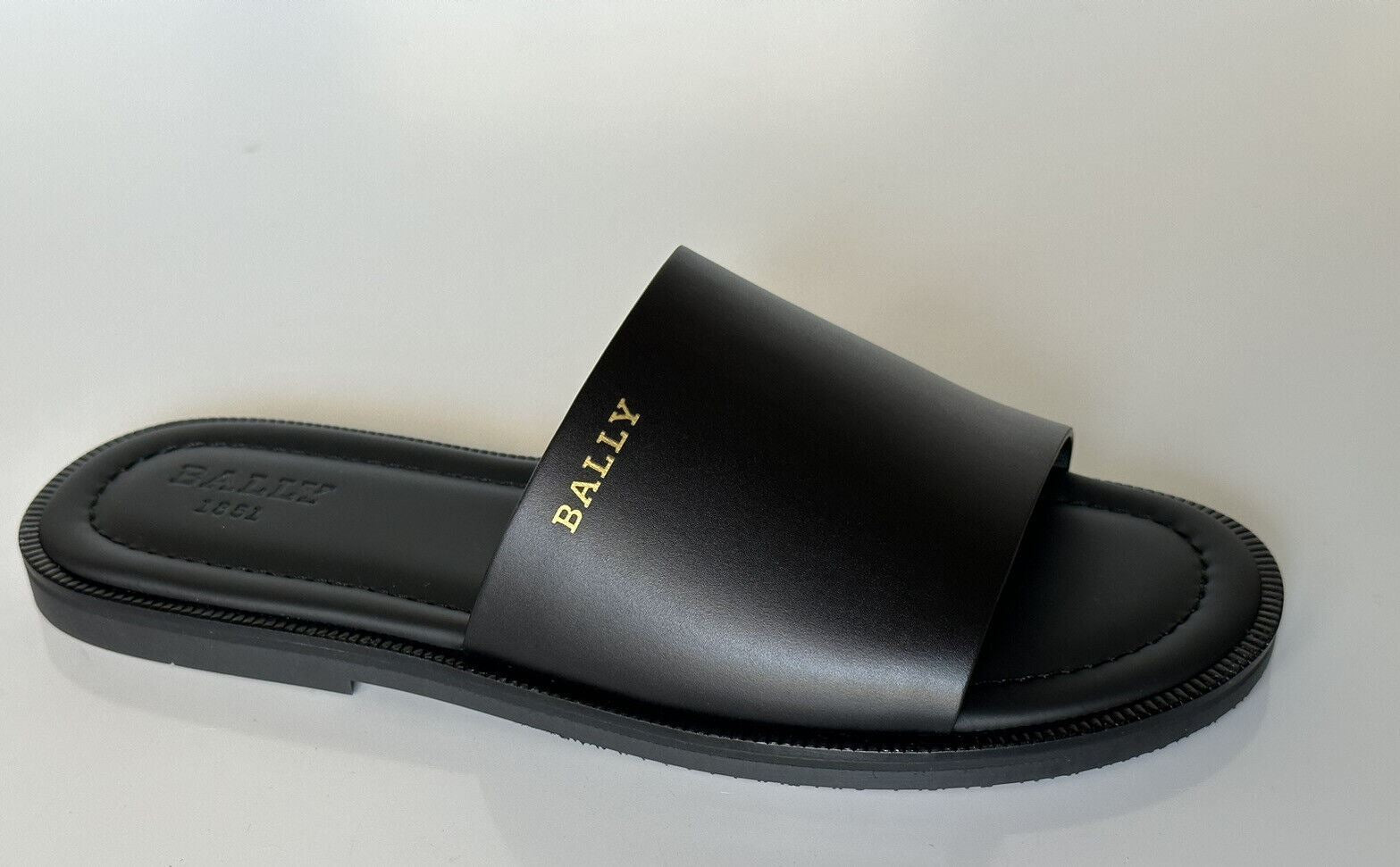 NIB Bally Men's Jaamer Leather Black Slides Sandals 13 US (46 Euro) 6238058 IT