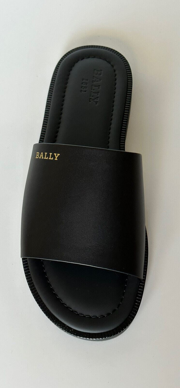 NIB Bally Men's Jaamer Leather Black Slides Sandals 13 US (46 Euro) 6238058 IT