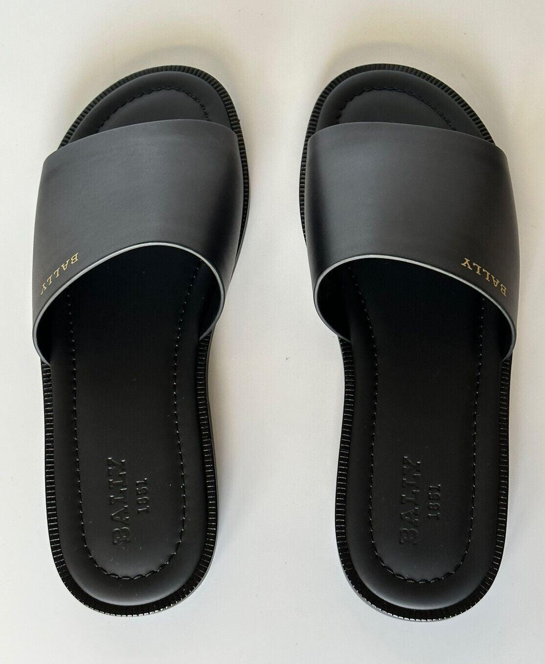 NIB Bally Men's Jaamer Leather Black Slides Sandals 13 US (46 Euro) 6238058 IT