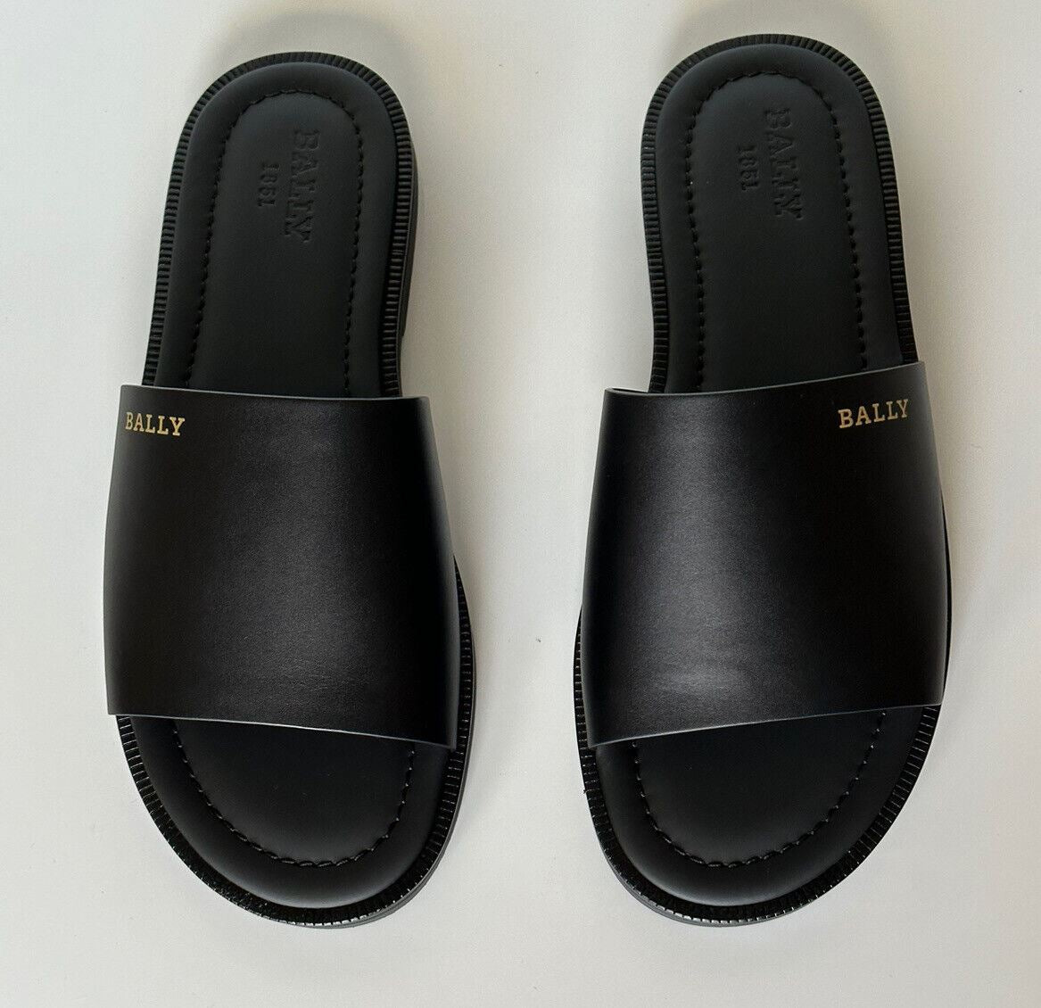 NIB Bally Men's Jaamer Leather Black Slides Sandals 13 US (46 Euro) 6238058 IT