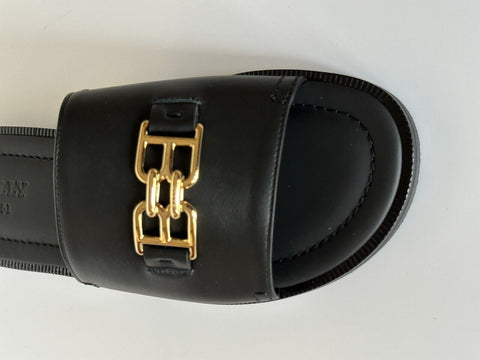 NIB Bally Men's Jareth Leather Black Slides Sandals 8 US (41 Euro) 6300847 Italy