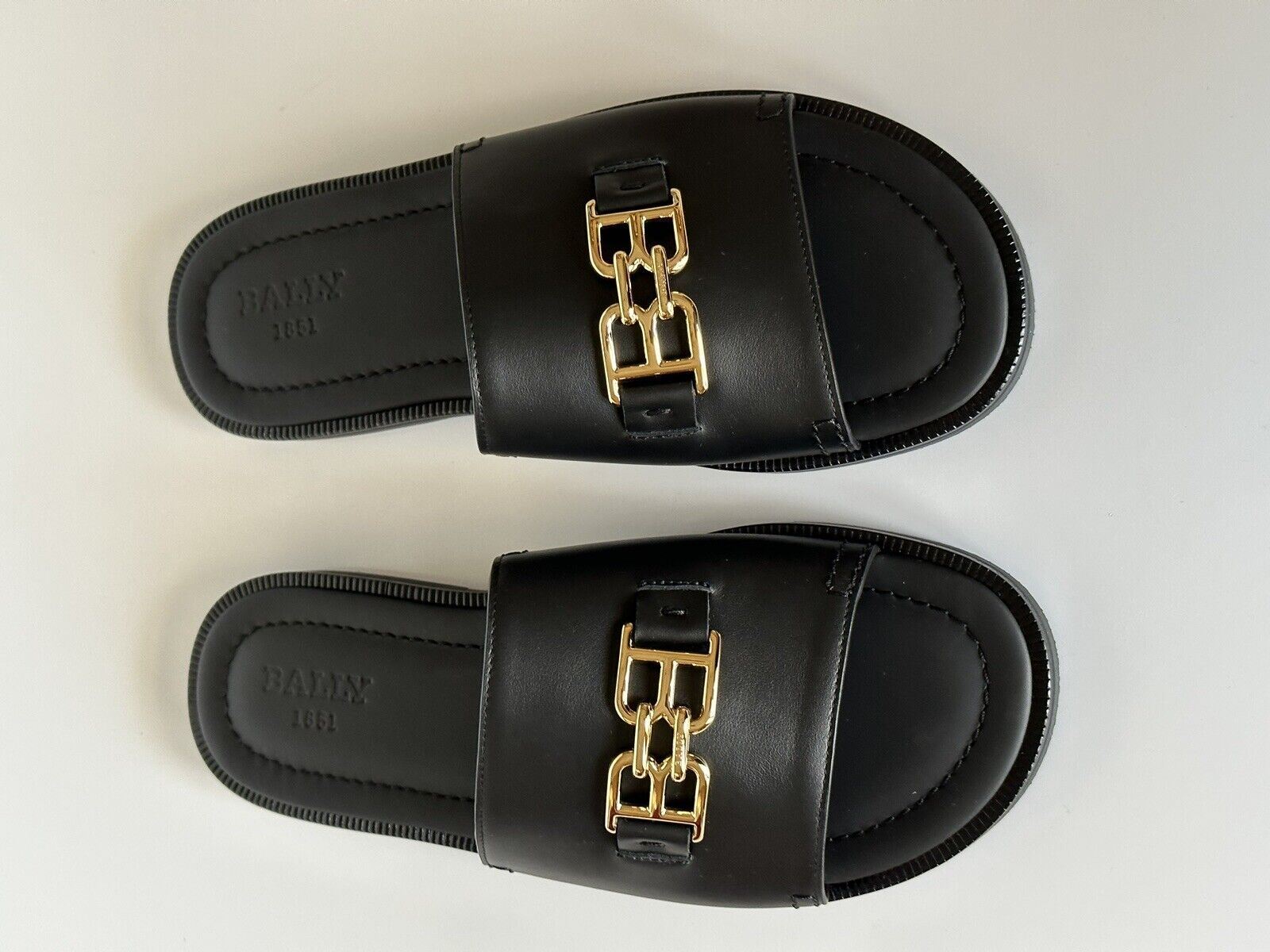 NIB Bally Herren Jareth Leather Black Slides Sandalen 8 US (41 Euro) 6300847 Italien 