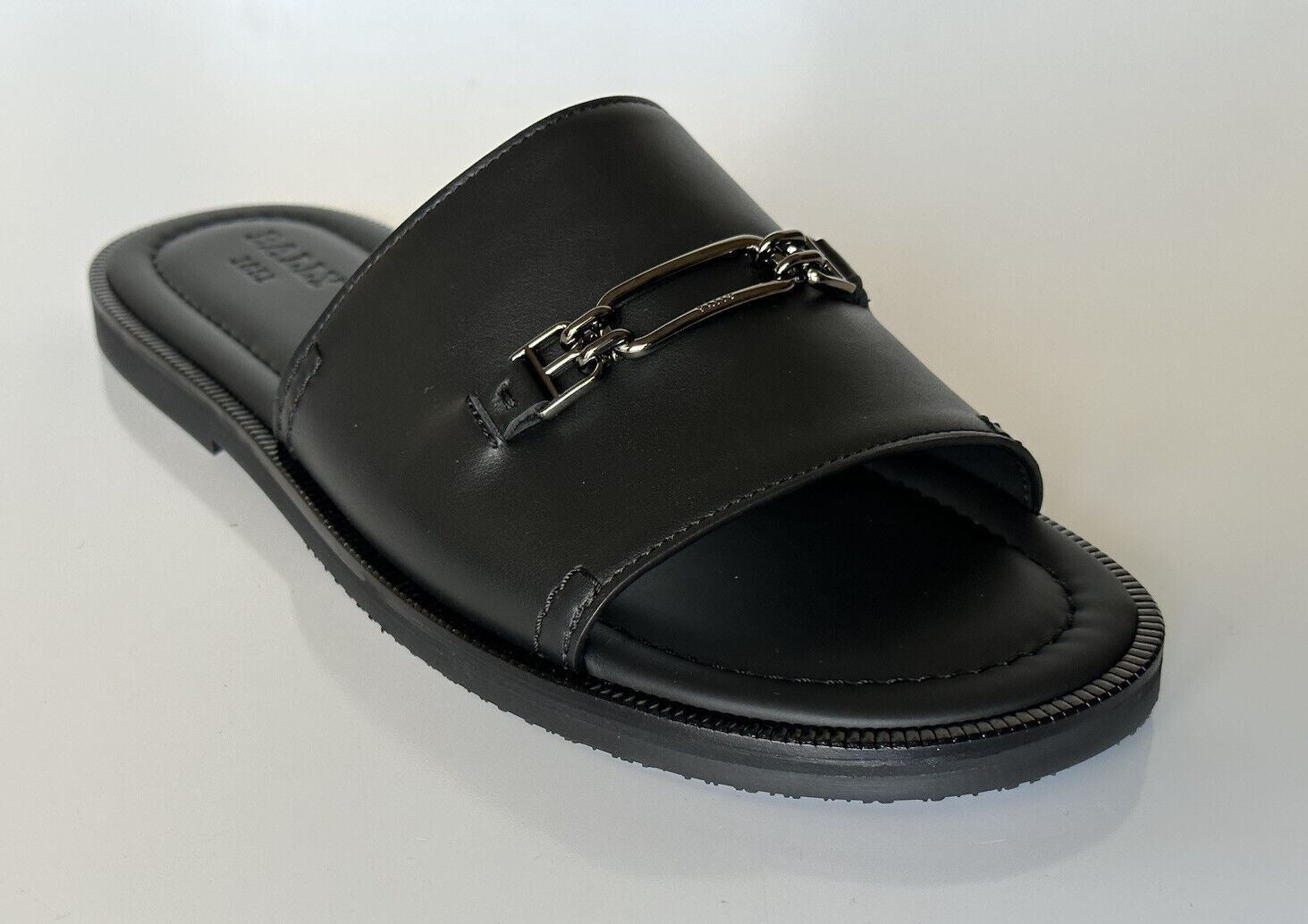 NIB Bally Men's Jacob Leather Black Slides Sandals 10 US (43 Euro) 6300469 Italy