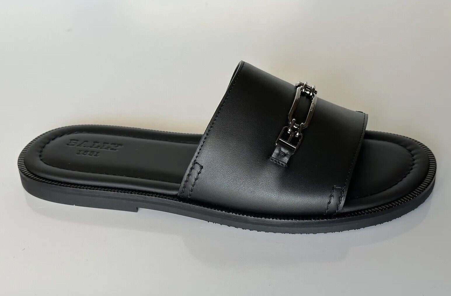 NIB Bally Herren Jacob Leather Black Slides Sandalen 10 US (43 Euro) 6300469 Italien 