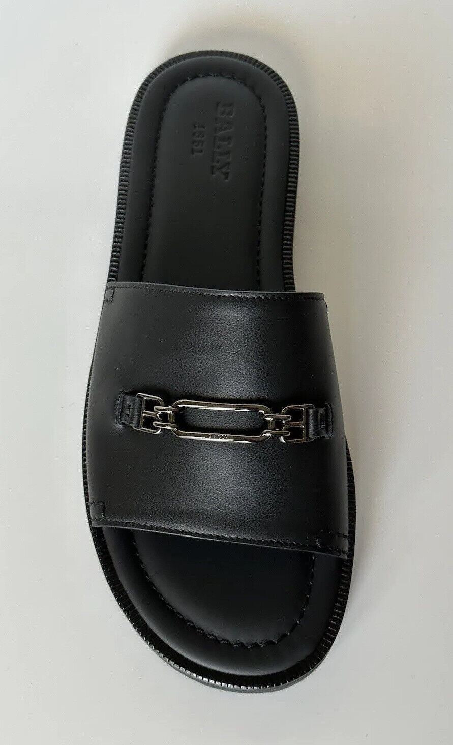 NIB Bally Men's Jacob Leather Black Slides Sandals 10 US (43 Euro) 6300469 Italy