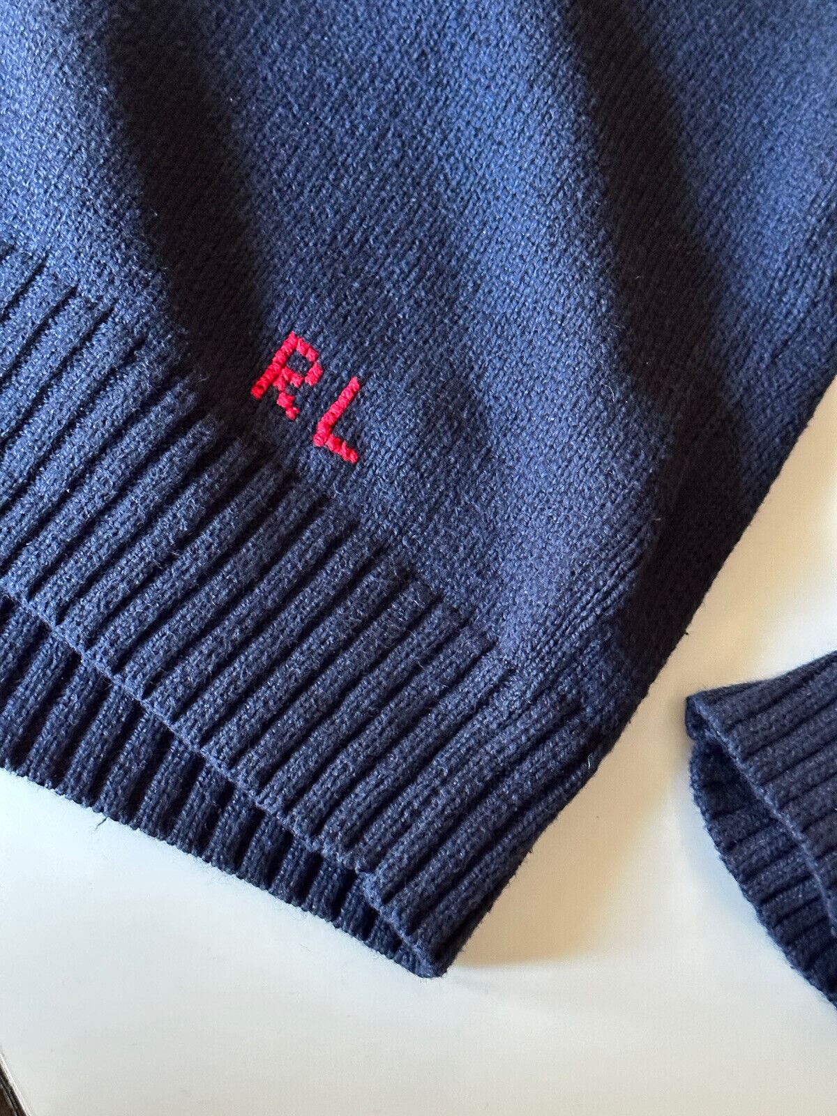 NWT $428 Polo Ralph Lauren Big Pony Bear Cotton/Linen Blue Sweater 2XB