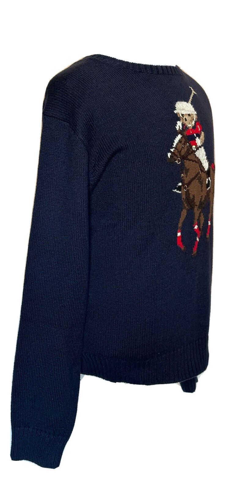 NWT $428 Polo Ralph Lauren Big Pony Bear Cotton/Linen Blue Sweater 2XB