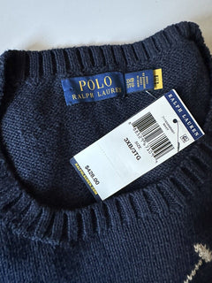 СЗТ 428 долларов США Polo Ralph Lauren Big Pony Bear Синий свитер из хлопка/льна 3XB 