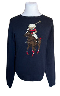 СЗТ 428 долларов США Polo Ralph Lauren Big Pony Bear Синий свитер из хлопка/льна 3XB 