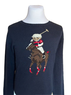 СЗТ 428 долларов США Polo Ralph Lauren Big Pony Bear Синий свитер из хлопка/льна 3XB 