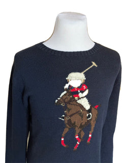 СЗТ 428 долларов США Polo Ralph Lauren Big Pony Bear Синий свитер из хлопка/льна 3XB 