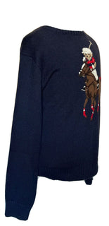 СЗТ 428 долларов США Polo Ralph Lauren Big Pony Bear Синий свитер из хлопка/льна 3XB 