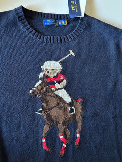 СЗТ 428 долларов США Polo Ralph Lauren Big Pony Bear Синий свитер из хлопка/льна 3XB 