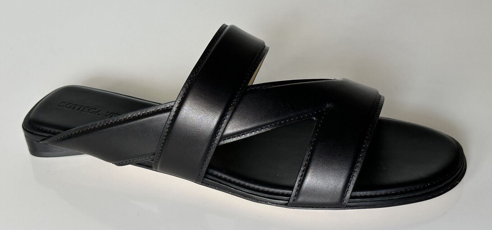 NIB $ 760 Bottega Veneta Kalbsleder Mule Sandalen Schuhe Schwarz 10 US 651374 